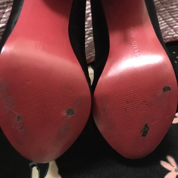 Paris Hilton Black satin rhinestone high heel shoe - Picture 7 of 9